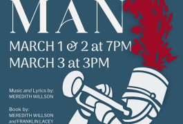 The poster is advertising a music man event at Penn High School.